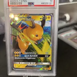 2019 Pokemon Sun & Moon Hidden Fates Raichu GX #20 PSA 10 - Image 3