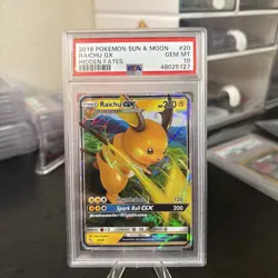 2019 Pokemon Sun & Moon Hidden Fates Raichu GX #20 PSA 10 - Image 5