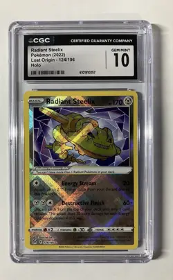 Pokemon Radiant Steelix 124/196 Lost Origin Holo CGC Gem Mint 10 Graded Slab - Image 1