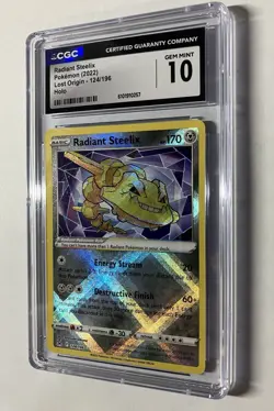 Pokemon Radiant Steelix 124/196 Lost Origin Holo CGC Gem Mint 10 Graded Slab - Image 2