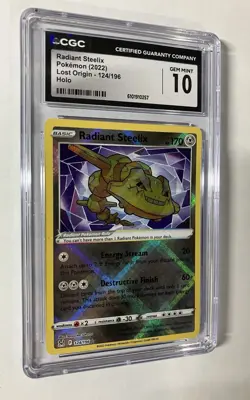 Pokemon Radiant Steelix 124/196 Lost Origin Holo CGC Gem Mint 10 Graded Slab - Image 3