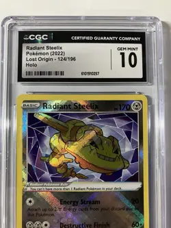 Pokemon Radiant Steelix 124/196 Lost Origin Holo CGC Gem Mint 10 Graded Slab - Image 4