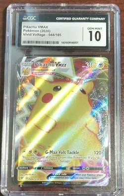 Pokemon CGC 10 Pikachu VMAX Ultra Rare Holo Swsh04 Vivid Voltage 044/185 2020 - Image 1
