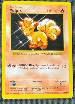 VULPIX 68/102 COMMON BASE SET SHADOWLESS POKEMON MP - Image 1