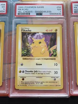 (Lot of 3) 1999 Pokemon Game Pikachu Shadowless Red/Yellow Cheeks PSA Graded - Image 3