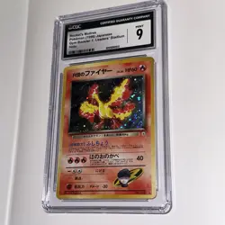 CGC 9 MINT Rocket's Moltres Japanese Gym Heroes 146 Holo Pokemon Card Swirl - Image 2