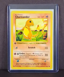 Pokemon TCG Card - Charmander Base Set Shadowless 46/102 1st Edition Common LP - Image 1