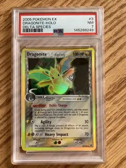 2005 Pokemon EX Delta Species Dragonite Holo #3 PSA 7 - Image 1