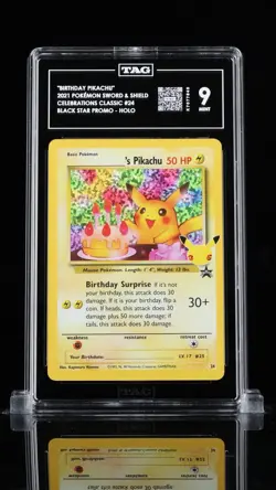 ______'s Pikachu 24/53 Pokemon Celebrations Birthday Pikachu Holo TAG Graded 9 - Image 1