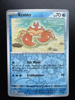 FREE SHIPPING Pokemon Scarlet & Violet 151 Krabby #98/165 Common Reverse Holo - Image 1