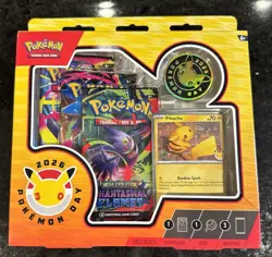Pokemon TCG Phantasmal Flames 2026 Pokemon Day Box Pikachu Promo Booster Packs - Image 1