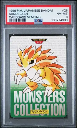 Pokemon Japanese Sandslash Bandai Carddass Vending Green No. 028 PSA 8 NM-MT - Image 1