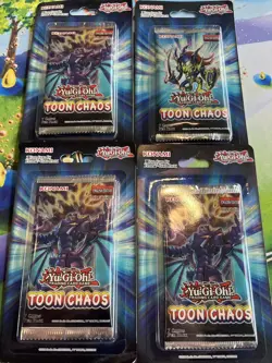 Yugioh Toon Chaos 1st Edition Sealed Blister Pack. Lot Of 4 Blisters - Image 1