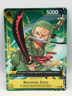Roronoa Zoro P-042 Championship 2024 Stamped Promo One Piece Card NM ENG - Image 1