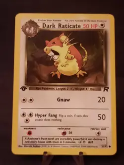 Dark Raticate 1st Edition Pokemon Card 51/82 Team Rocket Excellent Condition - Image 1