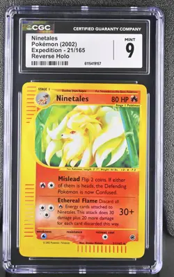 CGC 9 MINT Ninetales 2002 Expedition 21/165 Reverse Holo Pokemon Card - Image 1