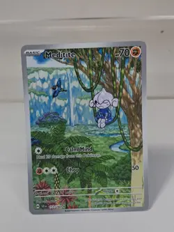 Pokemon TCG Meditite Stellar Crown Holo Illustration Rare Card 153/142 - Image 1