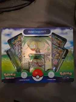 Pokemon GO TCG Trading Card Game: Alolan Exeggutor V Box - 4 Booster Packs 820650870545 - Image 1