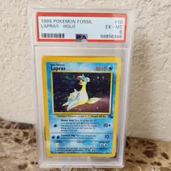 Lapras Holo 10/62 1999 Fossil PSA 6 💦 Very Clean #10 pokemon card - Image 1