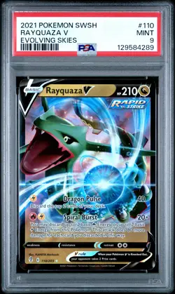 2021 POKEMON SWORD & SHIELD EVOLVING SKIES #110 RAYQUAZA V PSA 9 - Image 1