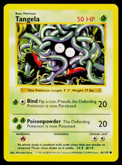 Tangela - Unlimited #066/102 Common Pokemon Base Set Shadowless LP - Image 1