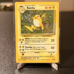 Pokemon Raichu Base Set Holo Rare 14/102 80 HP English WOTC 1999 - Image 1