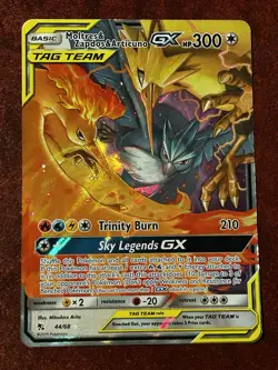 Pokemon TCG Hidden Fates Moltres, Zapdos, Articuno GX 44/68 2019 - Image 1