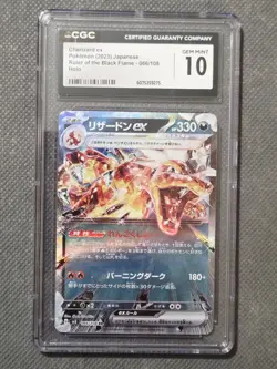 CGC 10 GEM MINT Charizard ex 066/108 Ruler of the Black Flame sv3 Pokemon Card - Image 1