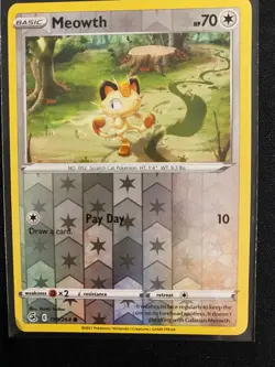 Pokemon TCG - Fusion Strike - 199/264 - Meowth Reverse Holo - Image 1