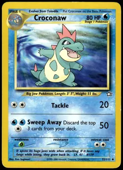 Croconaw 32/111 Uncommon Neo Genesis Pokemon Unlimited MP - Image 1
