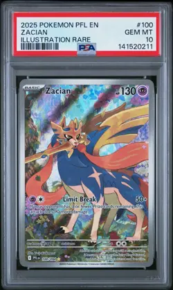 2025 POKEMON PFL EN-PHANTASMAL FLAMES ILLUSTRATION RARE #100 ZACIAN PSA 10 - Image 1