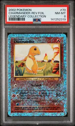 2002 POKEMON LEGENDARY COLLECTION #70 CHARMANDER-REVERSE FOIL PSA 8 - Image 1