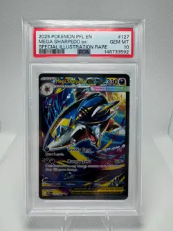 2025 POKEMON PHANTASMAL FLAMES SPECIAL ILLUSTRATION RARE MEGA SHARPEDO EX PSA 10 - Image 1