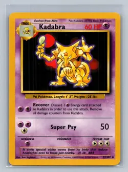 1999 Pokemon TCG Wizards of the Coast Base Set Kadabra #32 Unlimited - Image 1