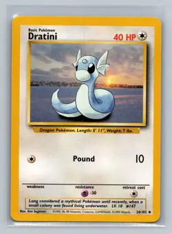 1999 Pokemon TCG Wizards of the Coast Base Set Dratini #26 Unlimited - Image 1