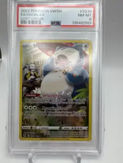 2022 POKEMON EN LOST ORIGIN TRAINER GALLERY SNORLAX TG10 FULL ART HOLO PSA 8 - Image 1