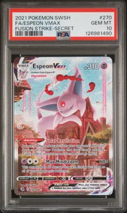 2021 POKEMON SWORD & SHIELD FUSION STRIKE SECRET FULL ART/ESPEON VMAX PSA 10 - Image 1
