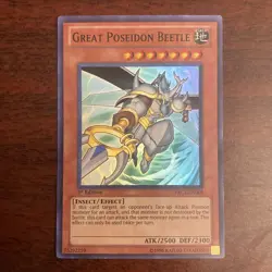 Yu-Gi-Oh! 1st Edition Great Poseidon Beetle #PRC1-EN008 Light Play - Image 1