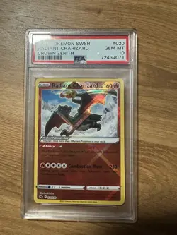 2023 POKEMON SWORD & SHIELD CROWN ZENITH #020 RADIANT CHARIZARD PSA 10 - Image 1