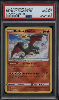 Radiant Charizard 2023 Pokemon Sword & Shield Crown Zenith 020/159 PSA 10 - Image 1
