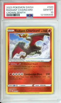 2023 Pokemon SWSH Crown Zenith #020 Radiant Charizard PSA 10 GEM MINT - Image 1