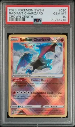 2023 Pokemon Crown Zenith Radiant Charizard #020 PSA 10 - Image 1