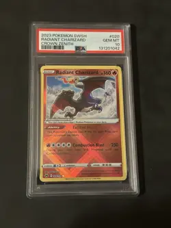 2023 POKEMON SWORD & SHIELD CROWN ZENITH #020 RADIANT CHARIZARD PSA 10 - Image 1
