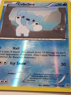 REVERSE HOLO Cubchoo 40/135 VLP / NM - Plasma Storm Pokemon Card MAHOU Art - Image 2