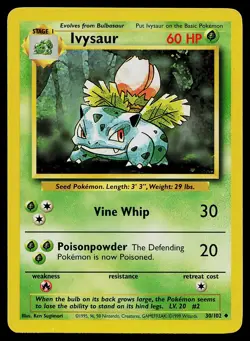 Pokemon Card Base Set Unlimited Ivysaur 30/102 Uncommon - Image 1