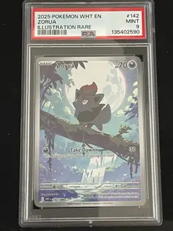 Pokemon TCG Zorua 142/086 Sv11w: White Flare Holo Illustration Rare Card Psa 9 - Image 1