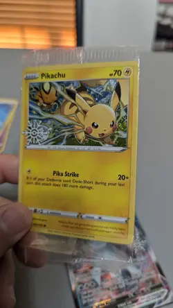 Pikachu 049/195 Holiday Calendar Promo Holo Snowflake Stamped Card SEALED - Image 2