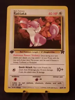 Pokemon Card Team Rocket 1st Edition Regular Finish Rattata 66/82 VLP-NM Vintage - Image 1