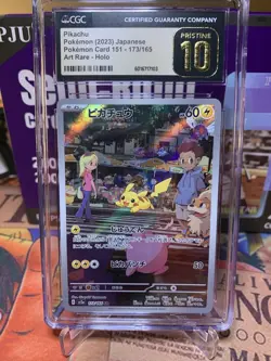 Pikachu 173/165 Holo AR Pokemon Card CDC Pristine 10 Japanese 151 SV TCG CCG - Image 1