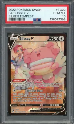 PSA 10 Blissey V (Full Art) Silver Tempest TG22/TG30 Holo Pokemon Card B4 - Image 1